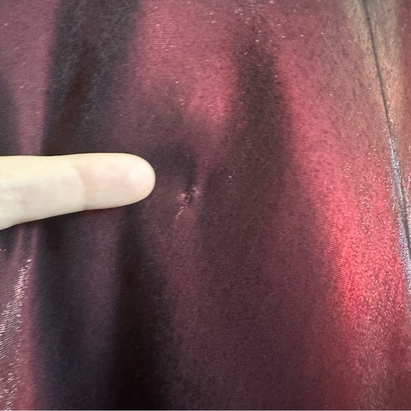 VTG 90s Dark Red Metallic & Velvet Empire Waist Formal Prom Princess Dress Gown - Picture 5 of 13